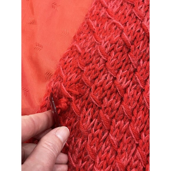 Vintage Knit Jacket Women’s Large Hand Made Cardigan Orange Lined Retro 1960s - Picture 6 of 11